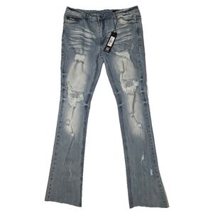 Rockstar Original RSM225 Distressed Light Wash Jeans Mens 36 Slim Denim NWT